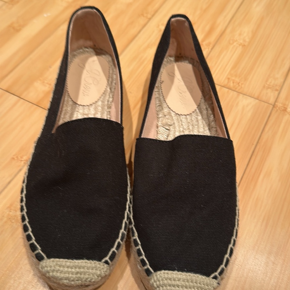 J. Crew canvas espadrille flats Black Size 8.5